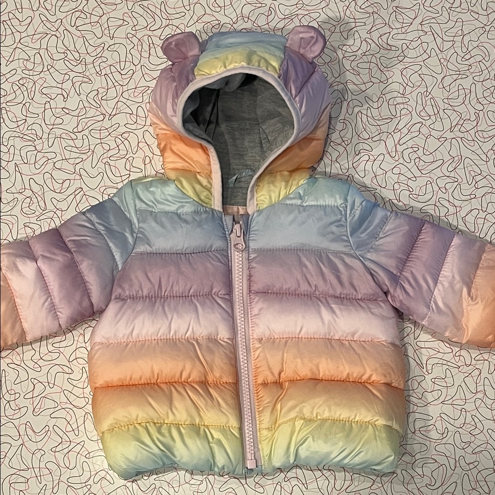 Baby Gap‎ Rainbow Baby Puffer Jacket with Ears Size 0-6 months